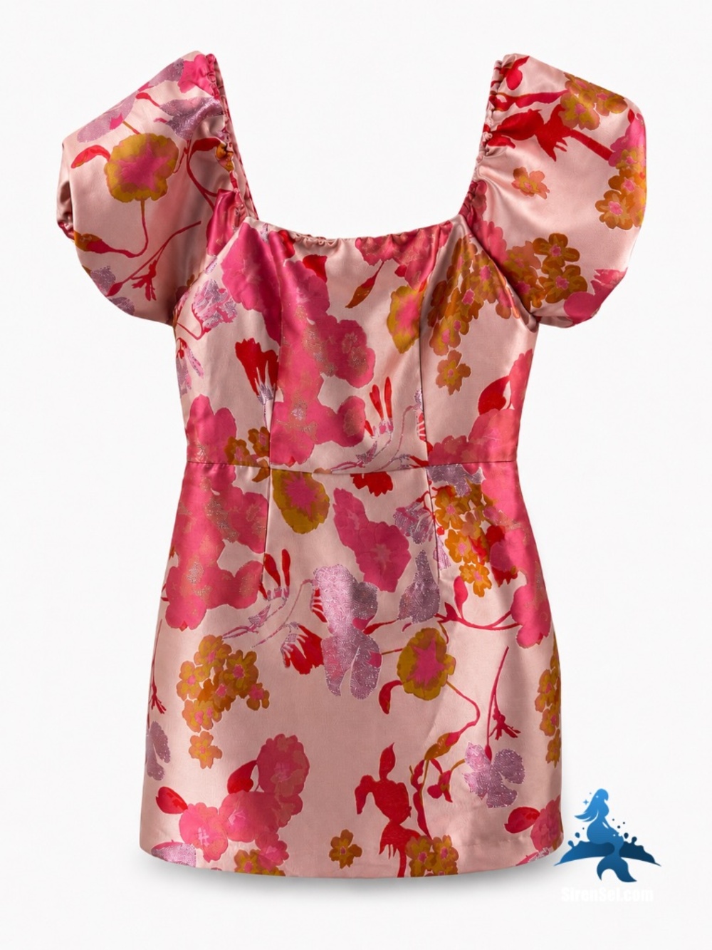 1350 Lulus So Stunning Floral Jacquard Puff Sleeve Mini Dress – S – Pink Multi